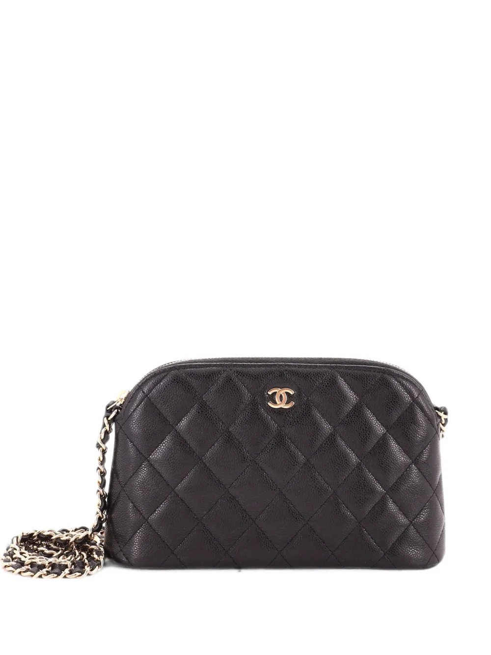 CC Dome Zip Clutch with Chain Quilted Caviar Small shoulder bag