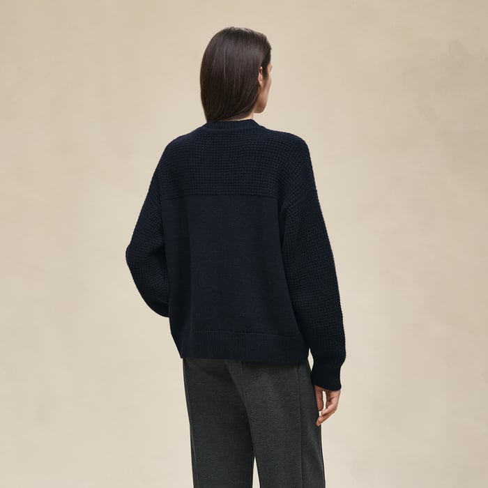 Bleu Noir Cashmere Long-sleeve Sweater