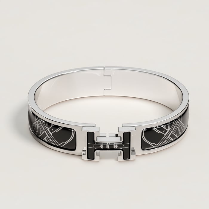 C8_orfevre Blanc Platine Noir Clic H Mors a Jouets Bracelet