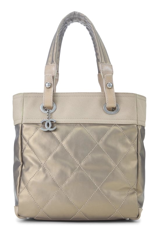 Gold Coated Canvas Paris Biarritz Tote Bag Large