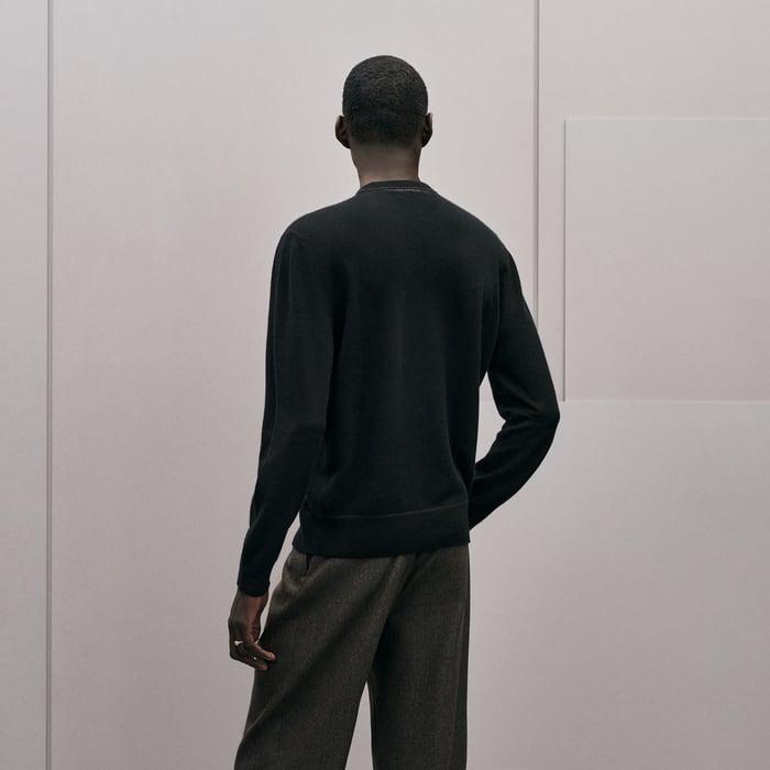 Noir "H Bartack" Crewneck Cashmere Sweater