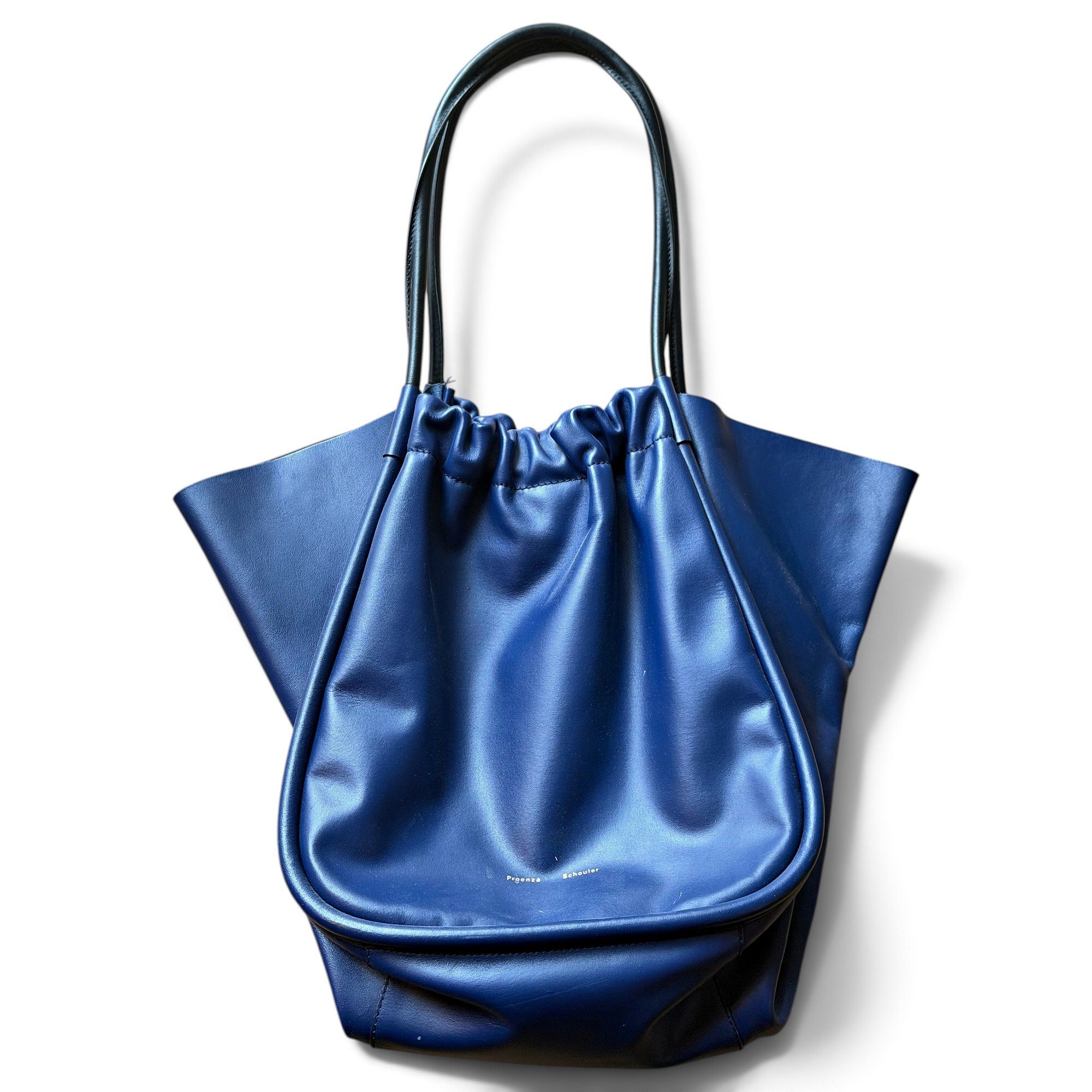 Ruched leather handbag
