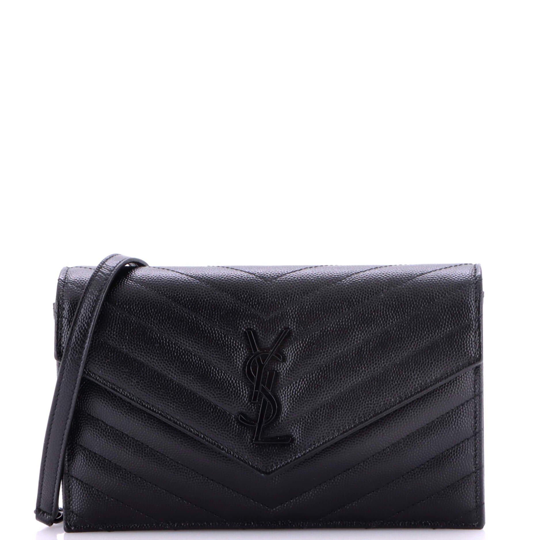 Classic Monogram Wallet on Chain Matelasse Chevron Leather Small