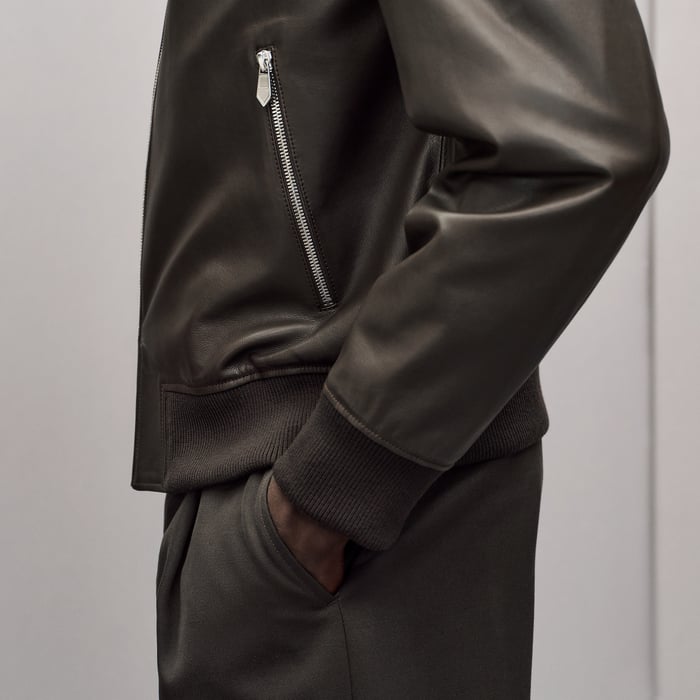 Kaki Hooded Rib-trim Jacket