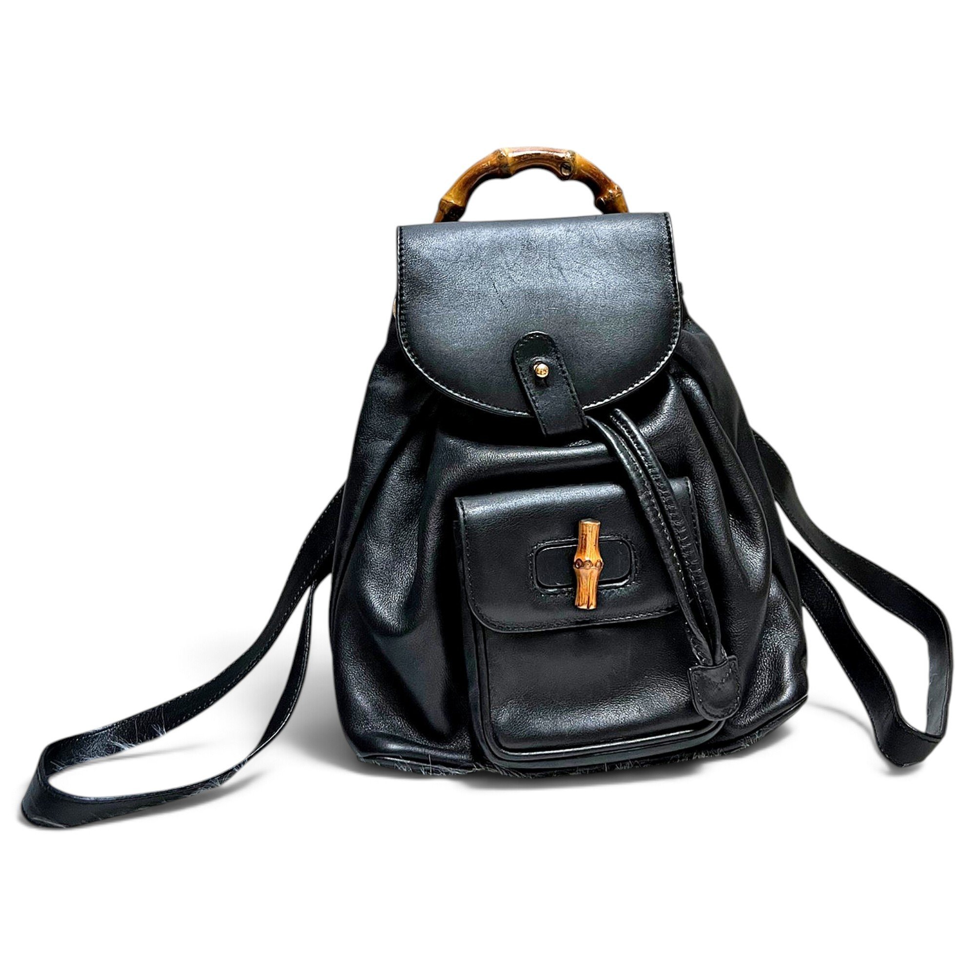 Bamboo Tassel Oval leather backpack