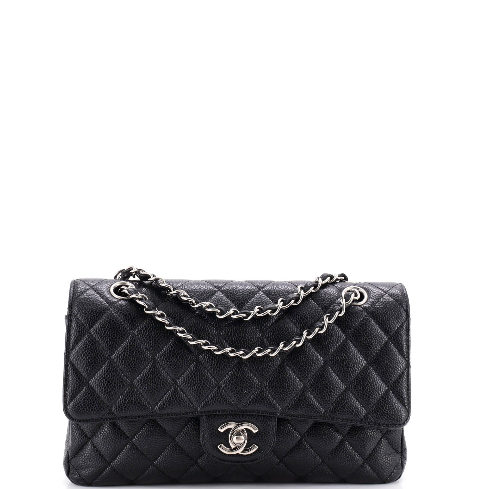 Vintage Classic Double Flap Bag Quilted Caviar Medium