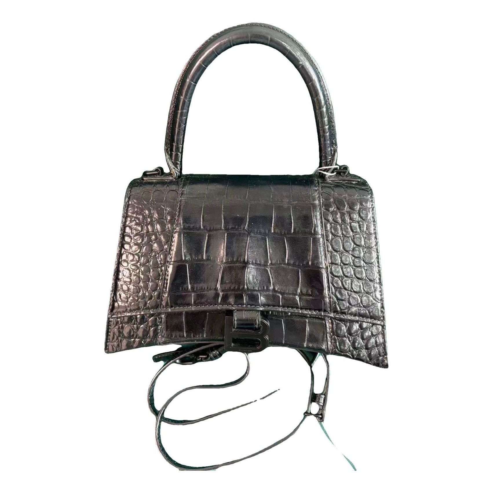 Hourglass leather handbag
