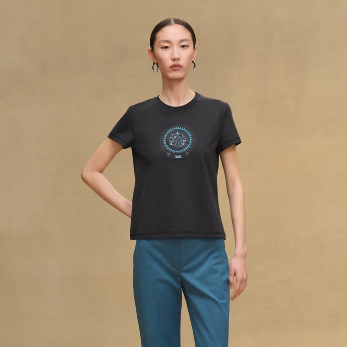 Bleu Noir Printed Straight T-shirt