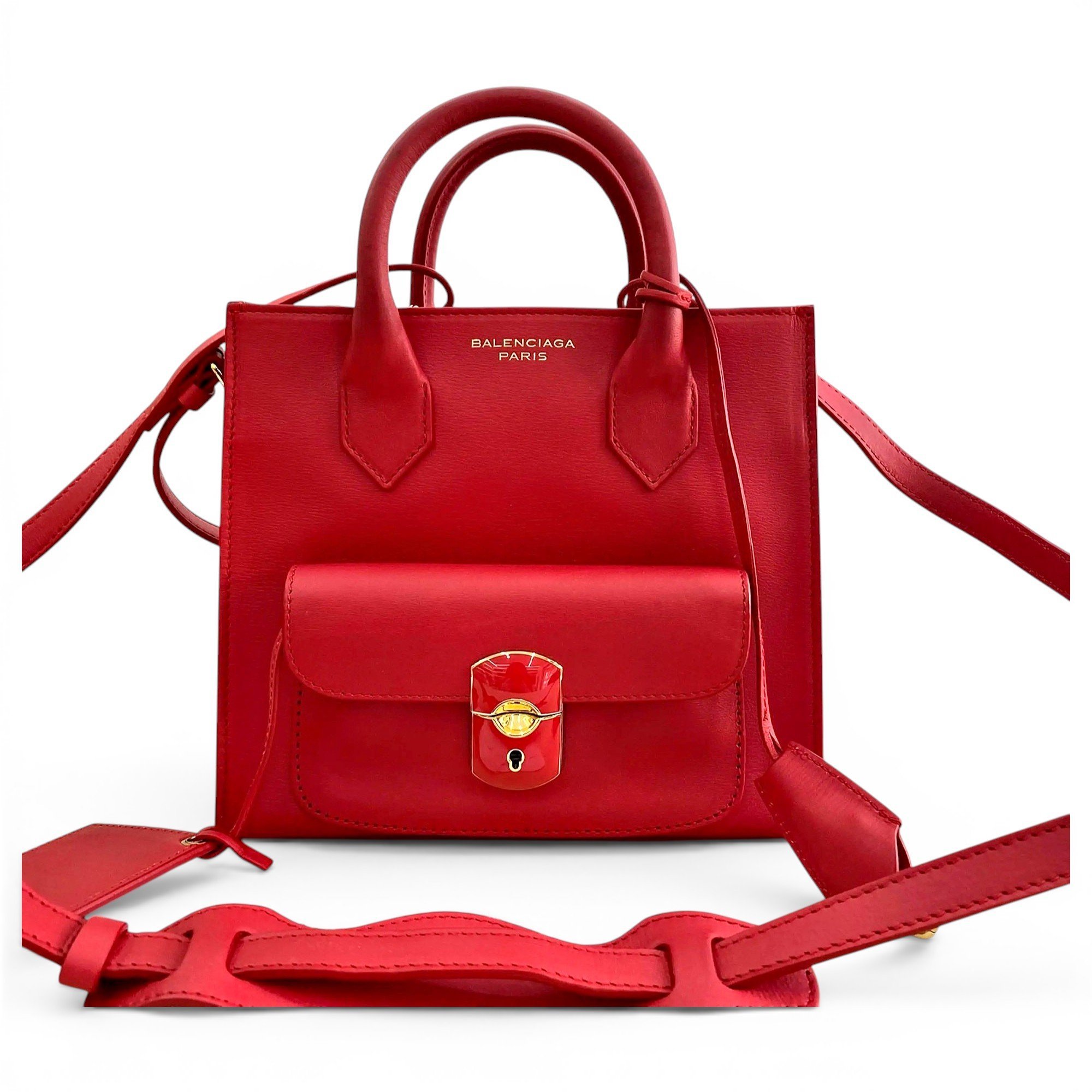 Padlock leather handbag