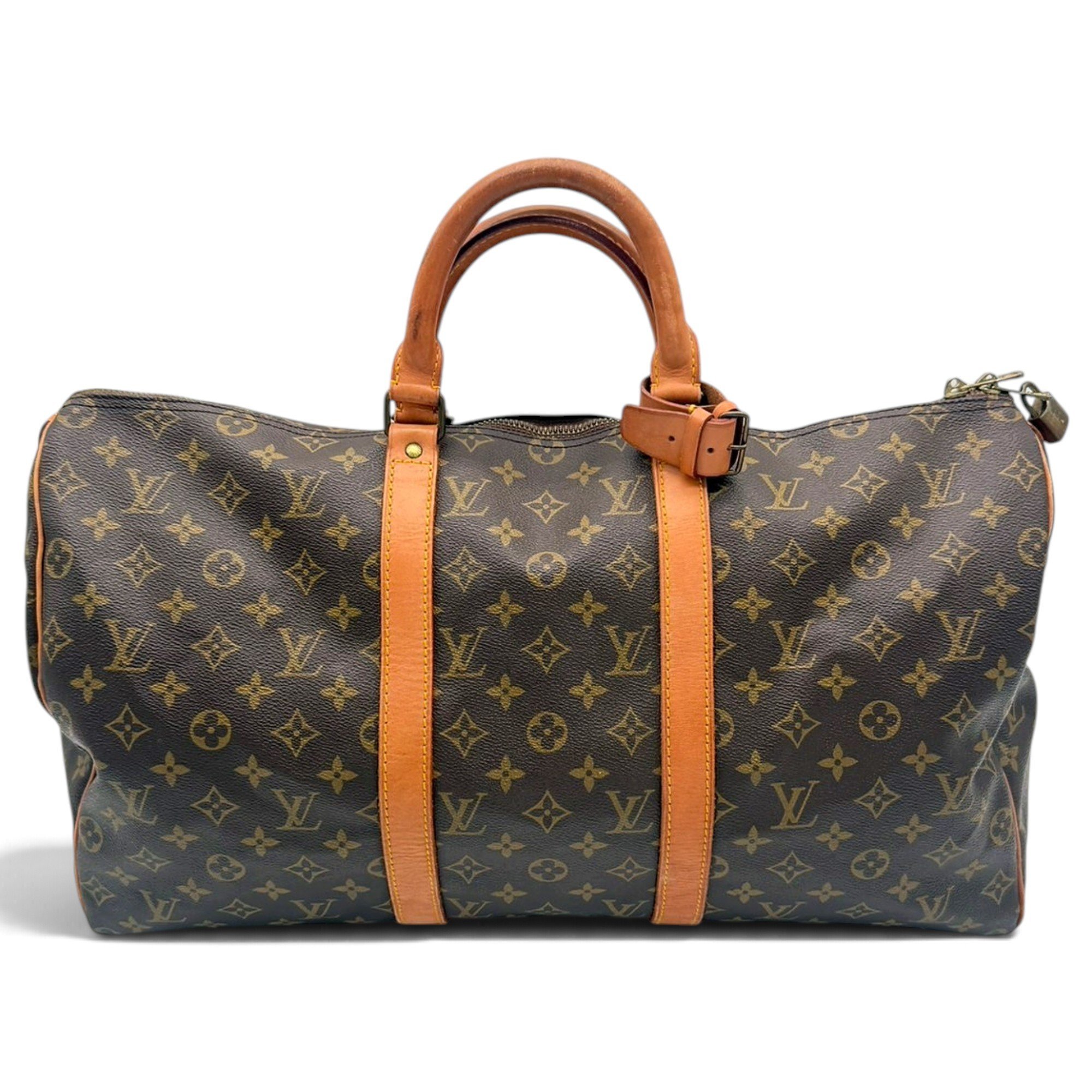 Louis Vuitton Keepall leather travel bag