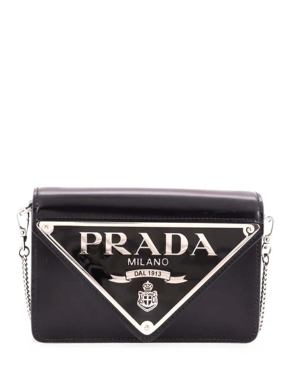 Maxi Triangle Logo Chain Flap Bag Brushed Leather Small crossbody bag