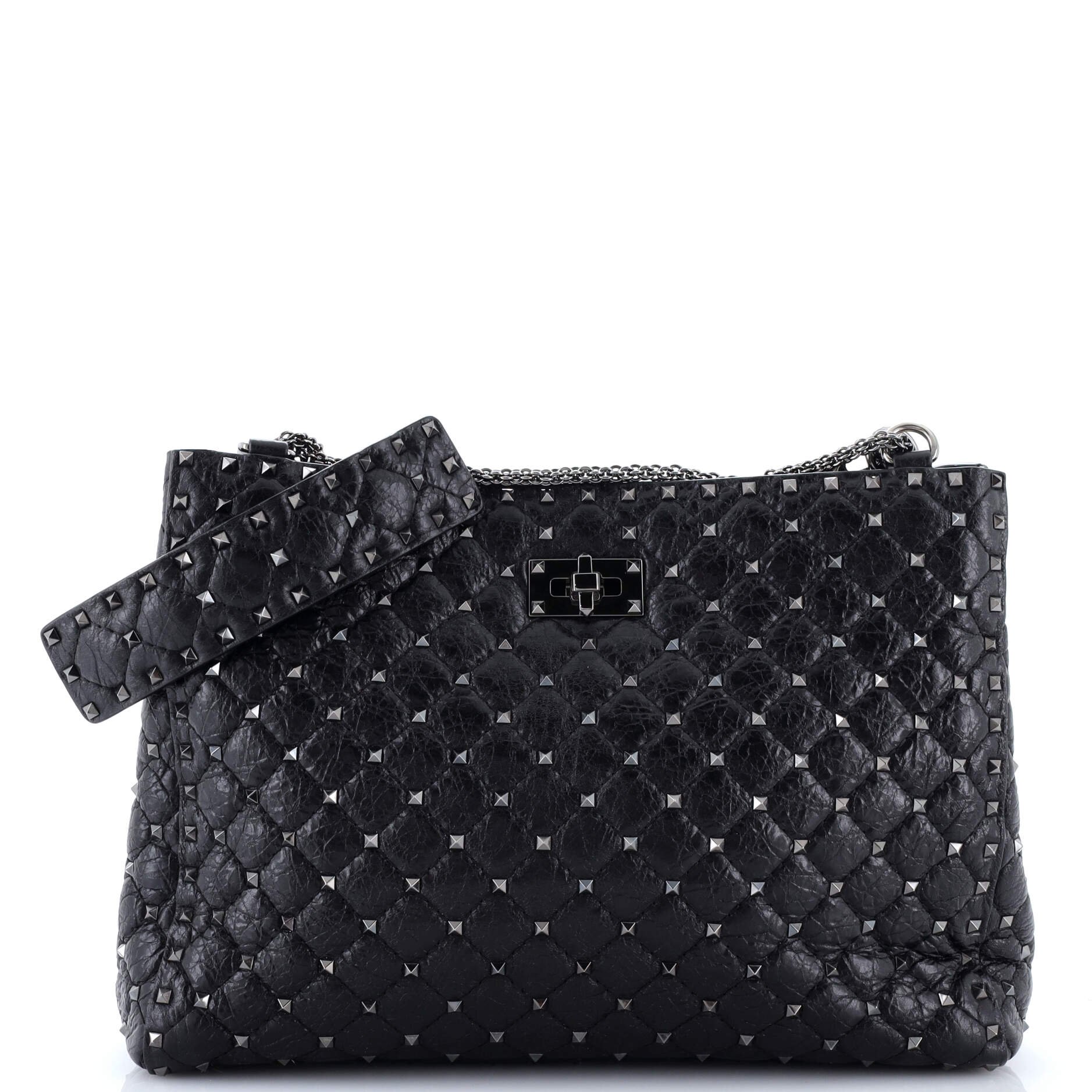 Valentino Garavani Rockstud Spike Chain Tote Quilted Leather Large