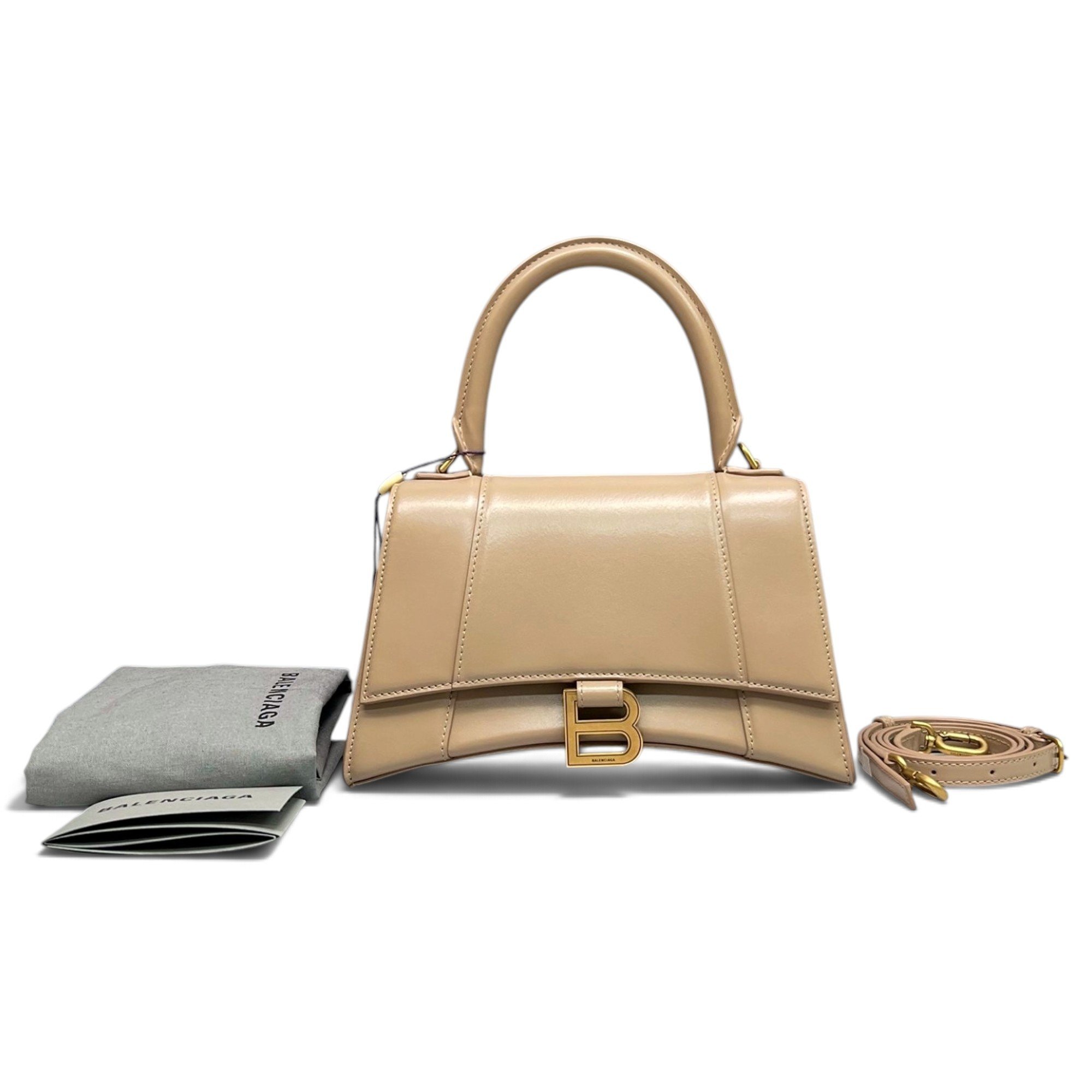 Hourglass leather handbag