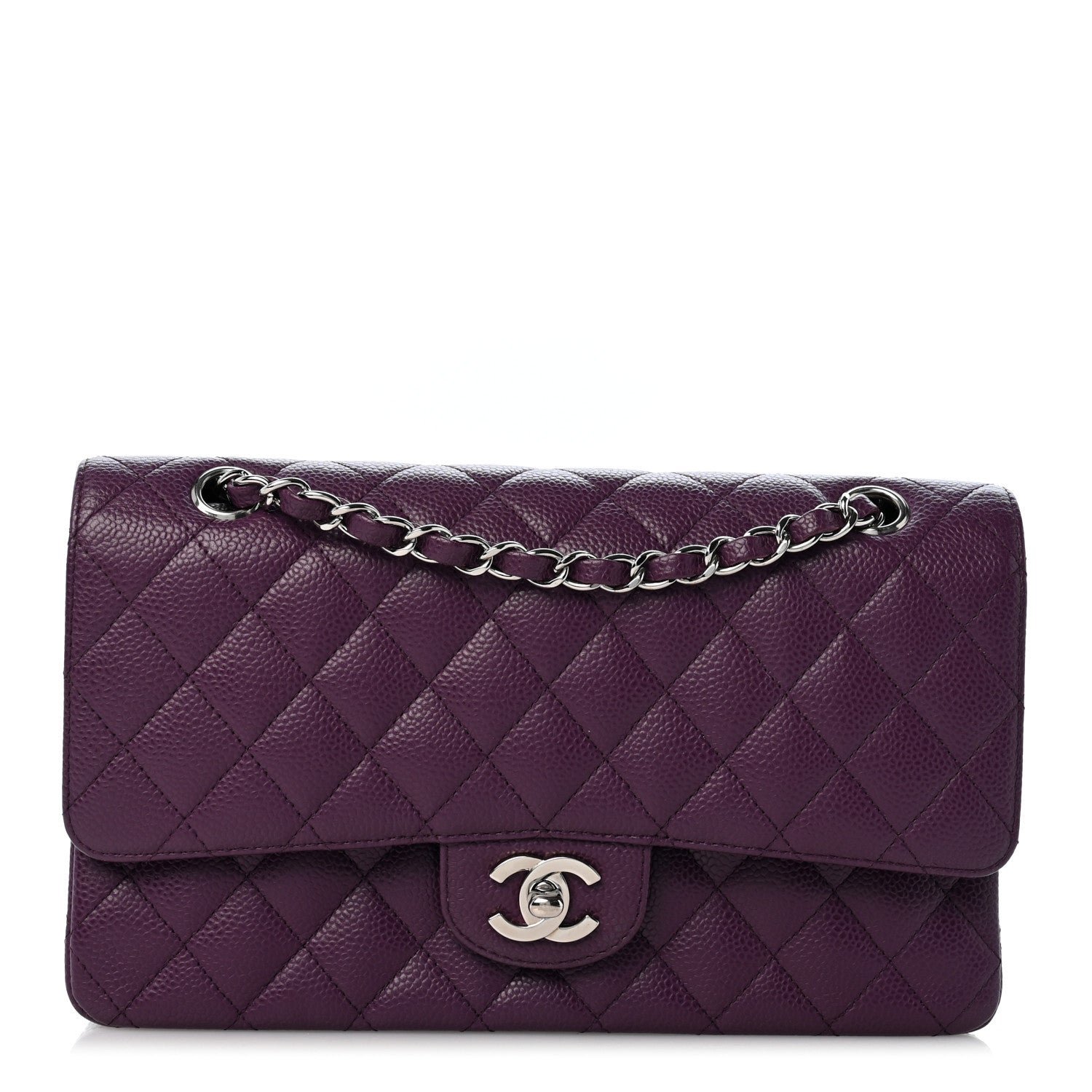 Chanel Caviar Quilted Medium Double Flap Purple