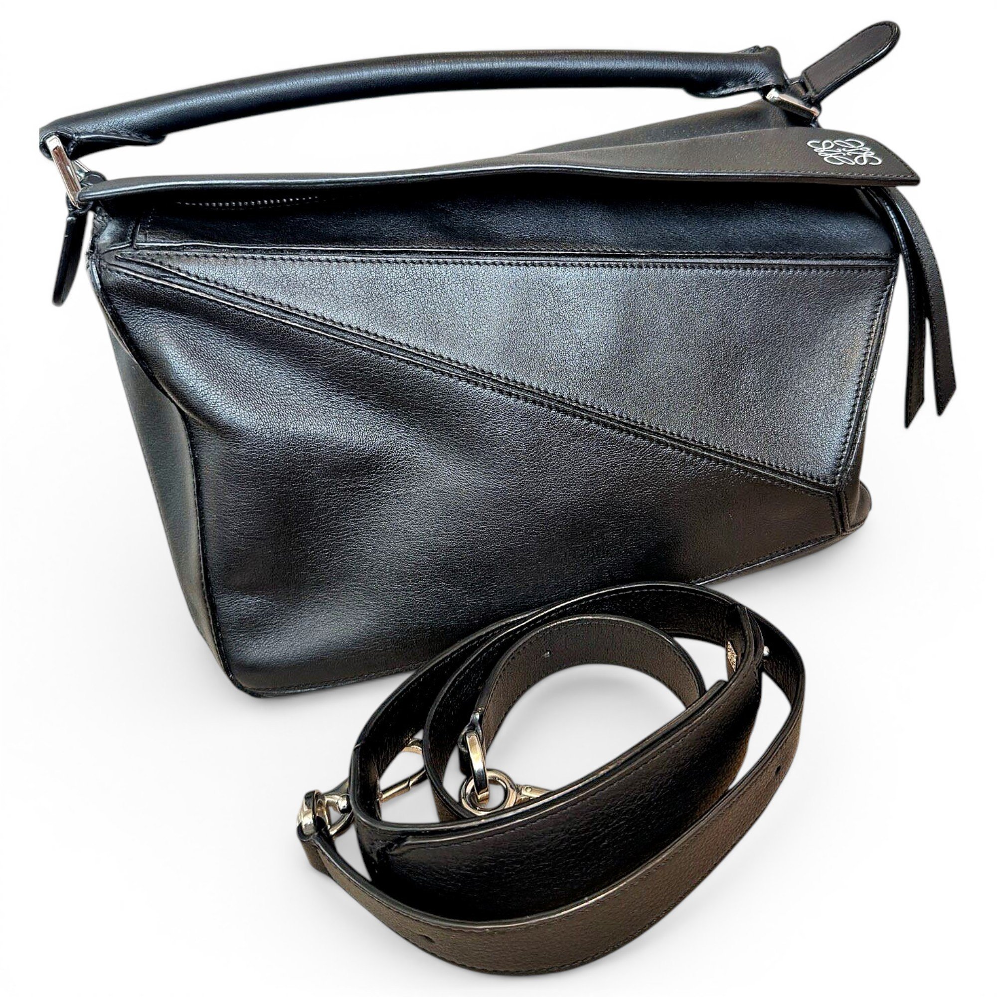 Puzzle leather handbag