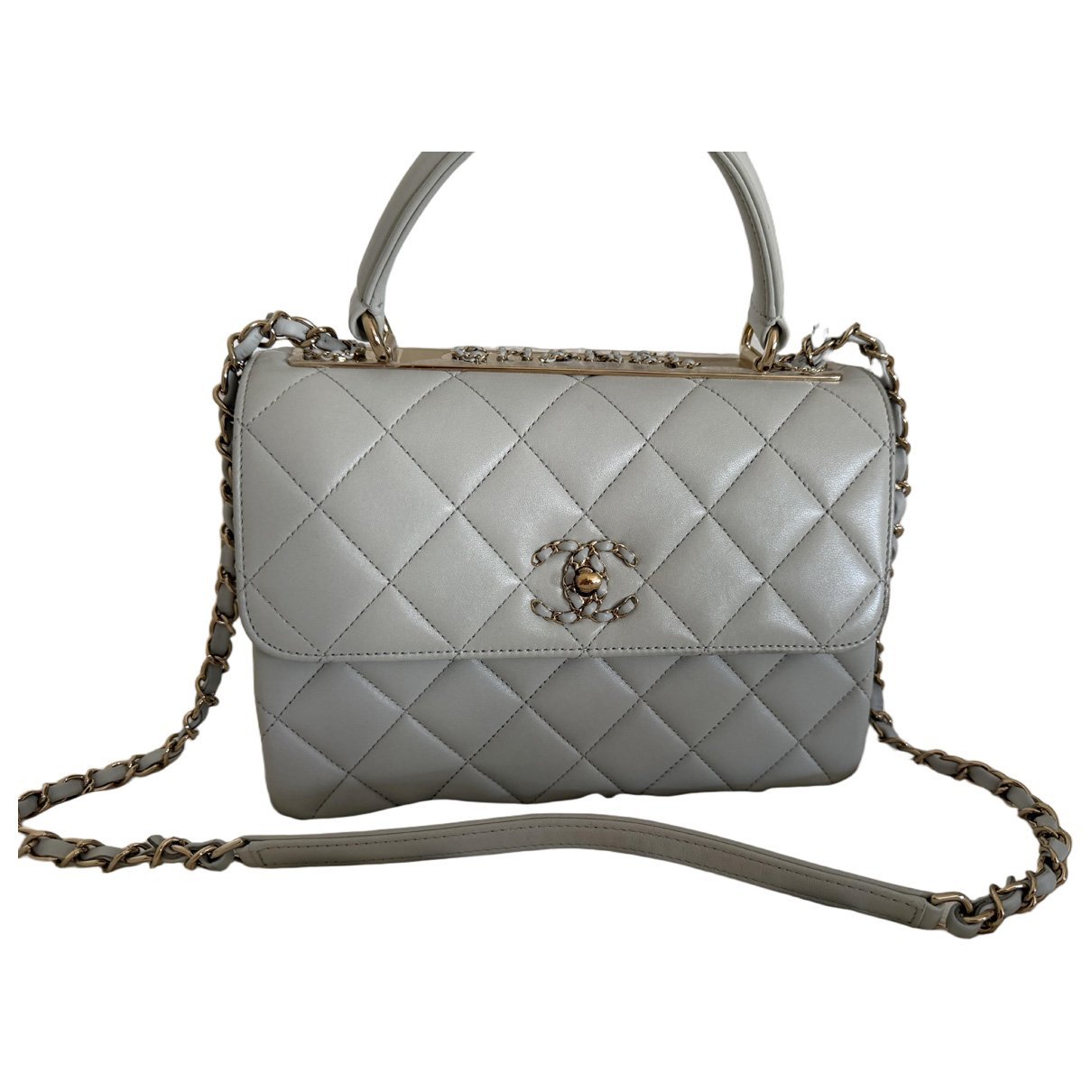 Trendy CC Top Handle leather handbag