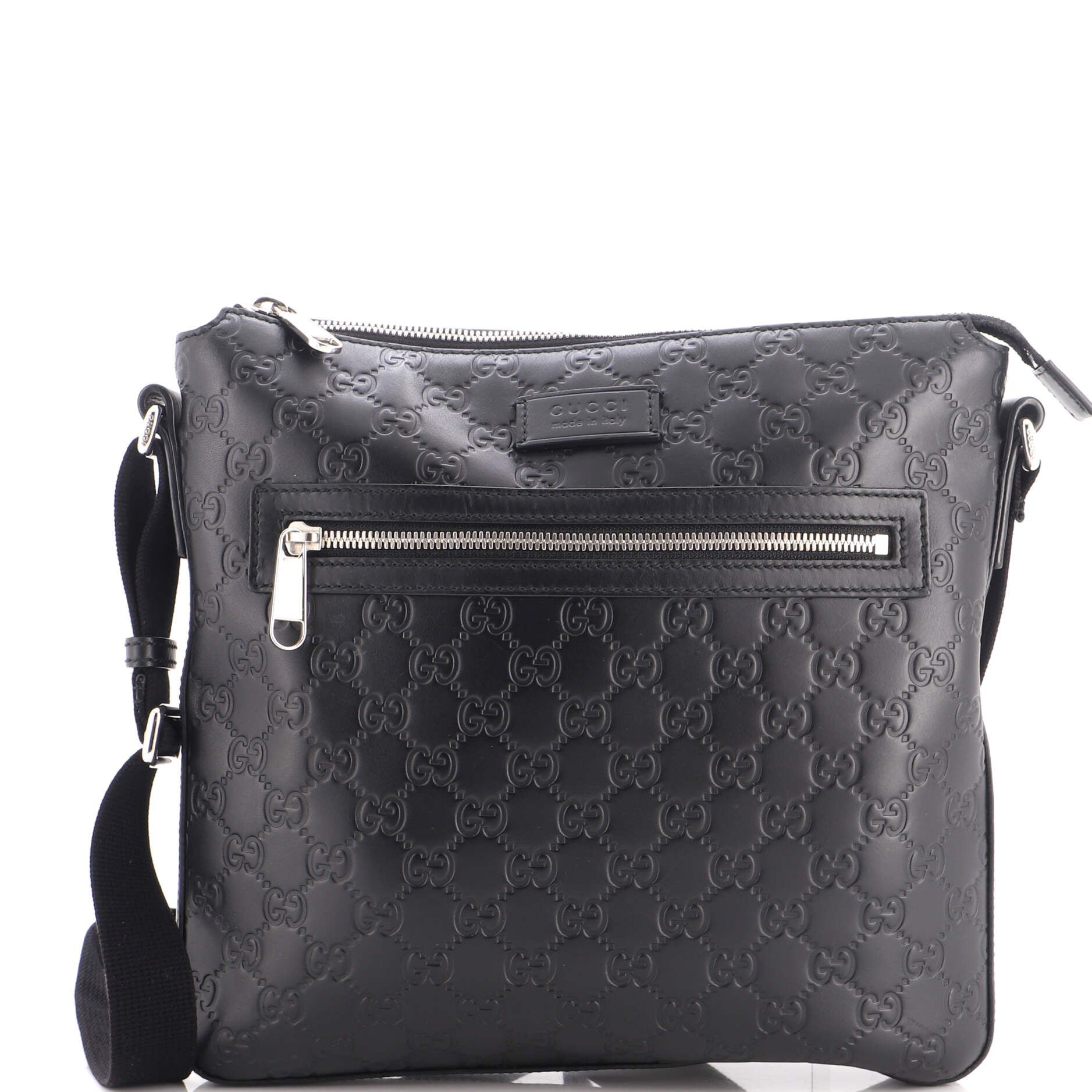Signature Zip Messenger Bag Guccissima Leather Medium