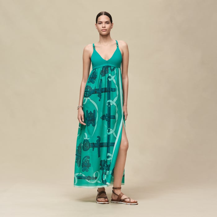 Vert Tourmaline Robe De Plage Mix Matière Imprimé « ferronnerie Remix »