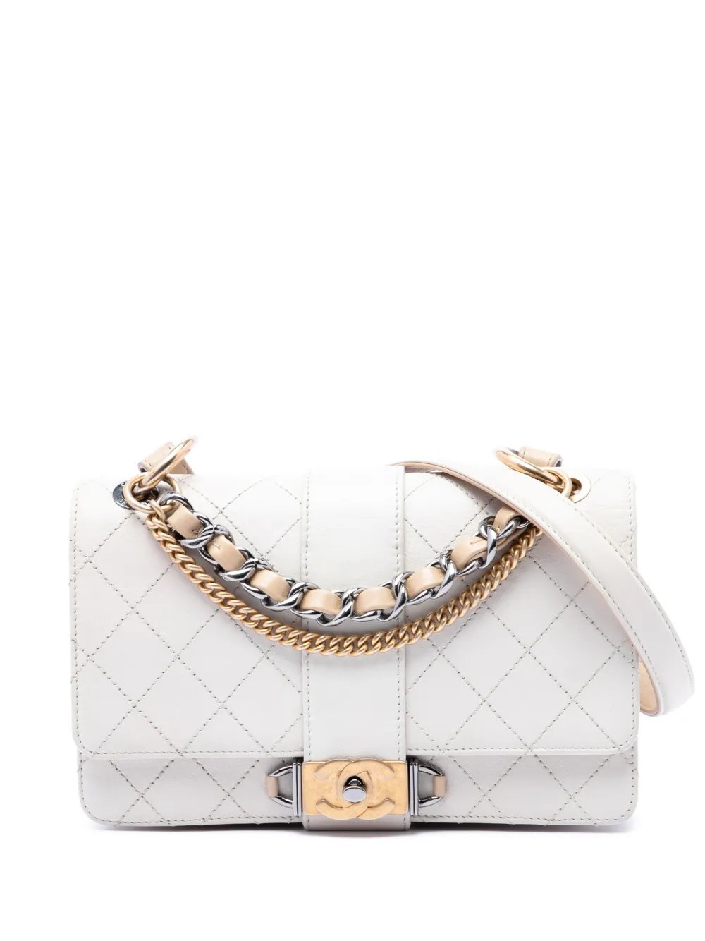 2018-2019 CC Stitched Calfskin Chain Flap satchel
