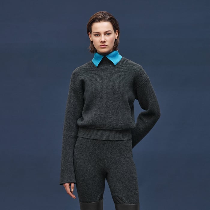 Gris Satin Long-sleeve Sweater
