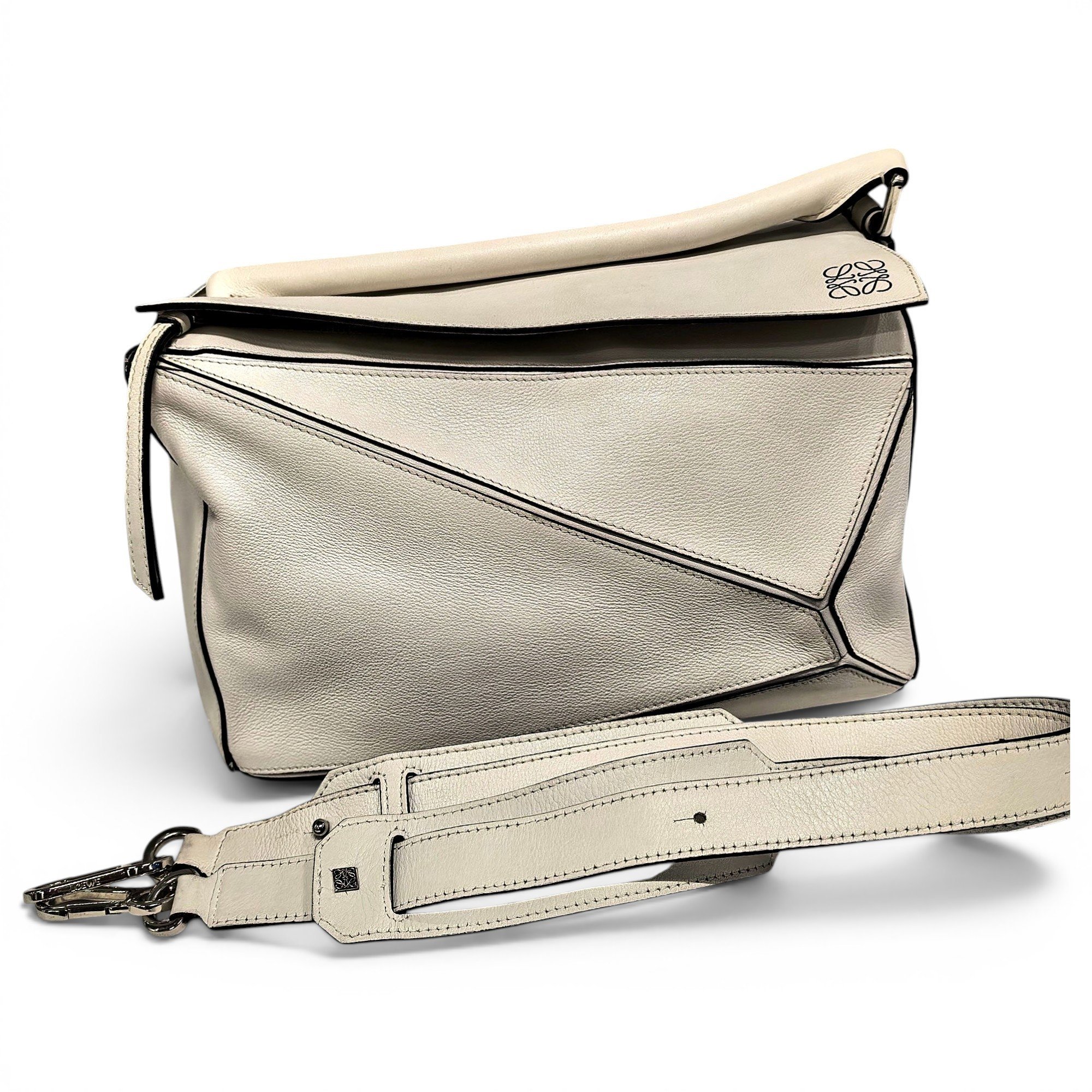 Puzzle leather handbag