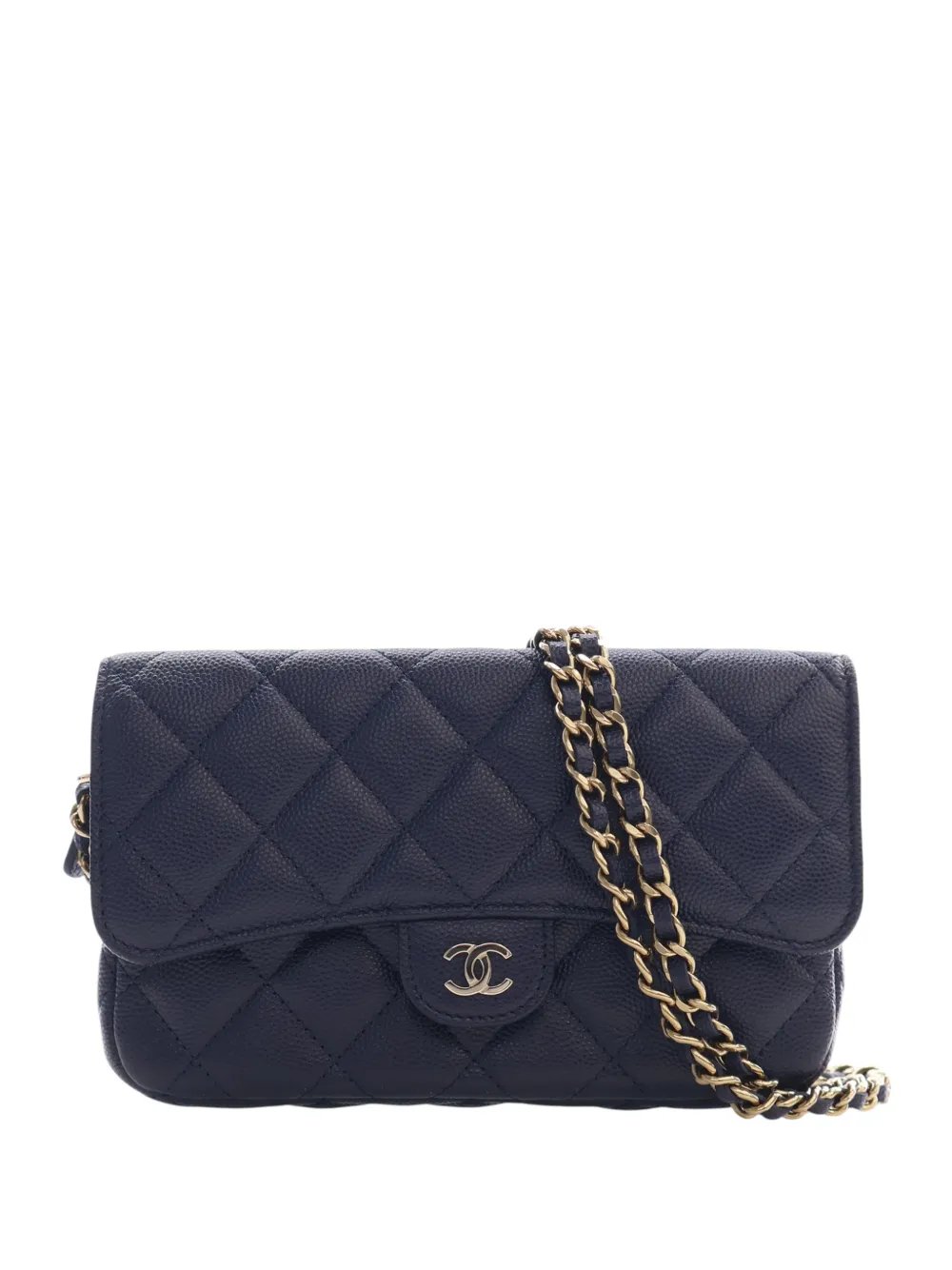 2021-2026 CC Quilted Caviar Flap Phone Holder Wallet on Chain crossbody bag
