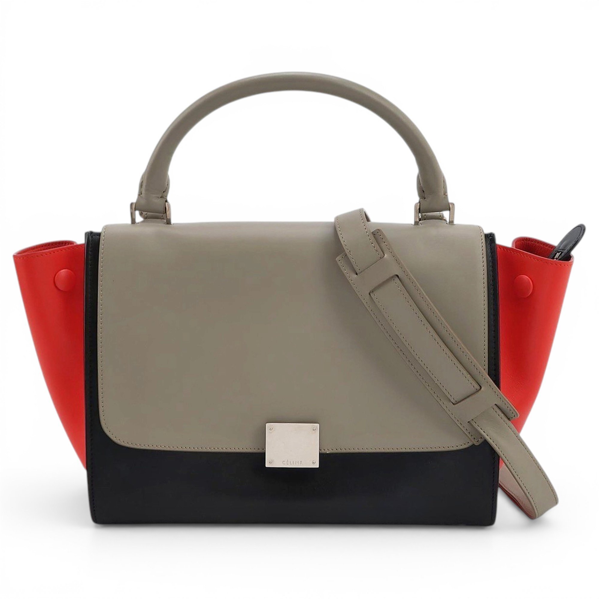 Trapèze leather handbag