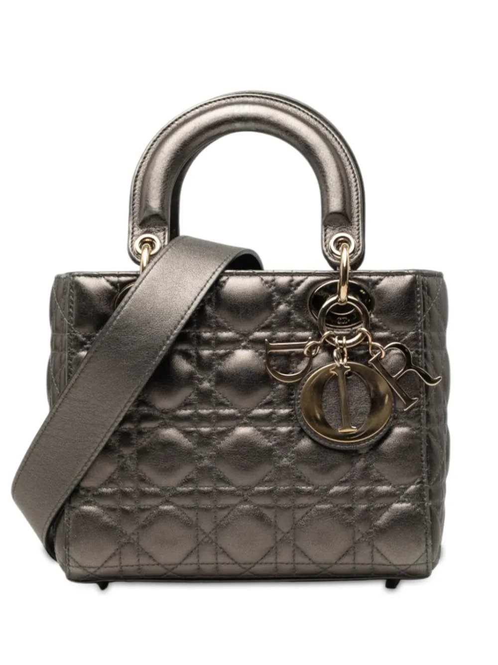Dior 2022 Small Metallic Lambskin Cannage My ABCDior Lady Dior satchel