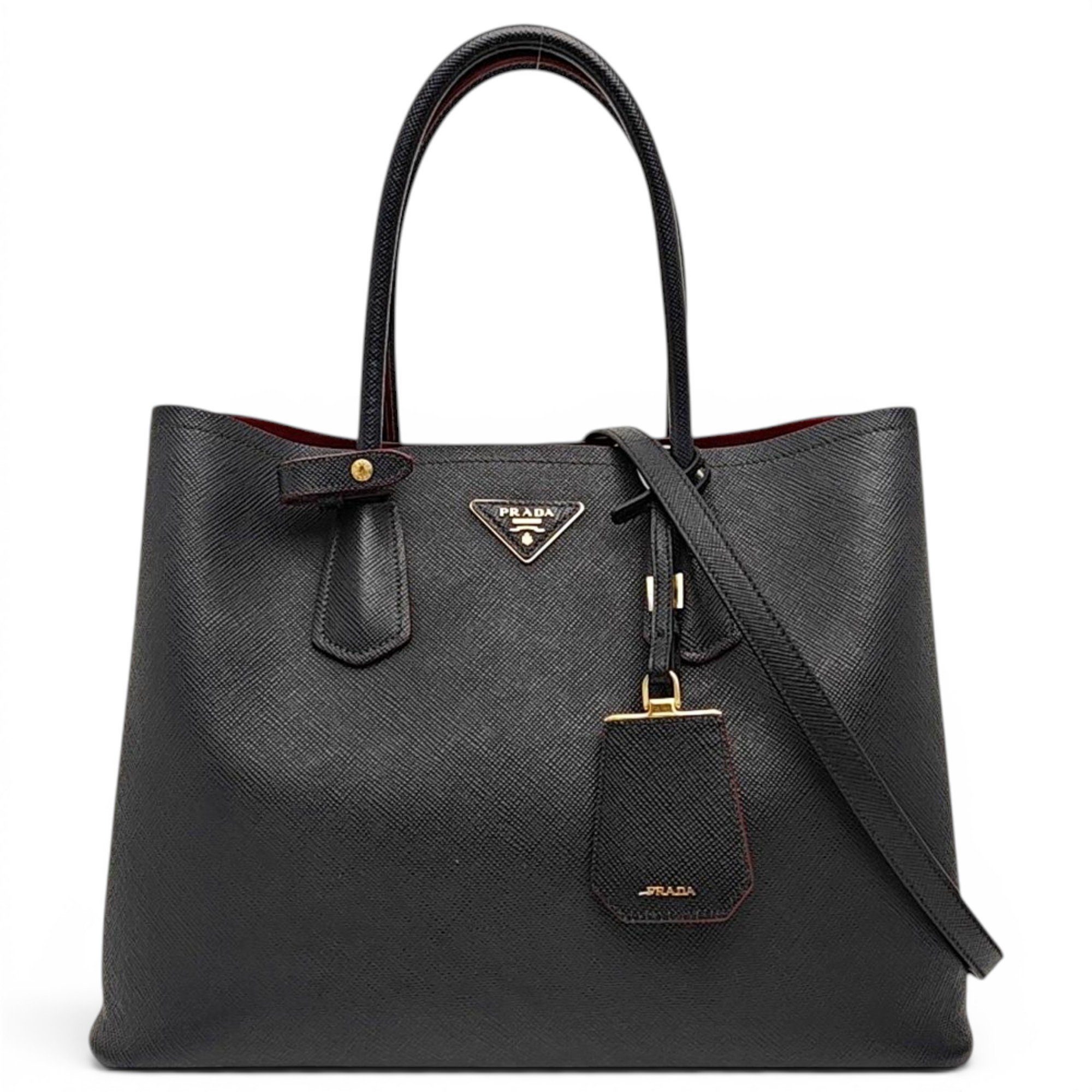 Double leather handbag