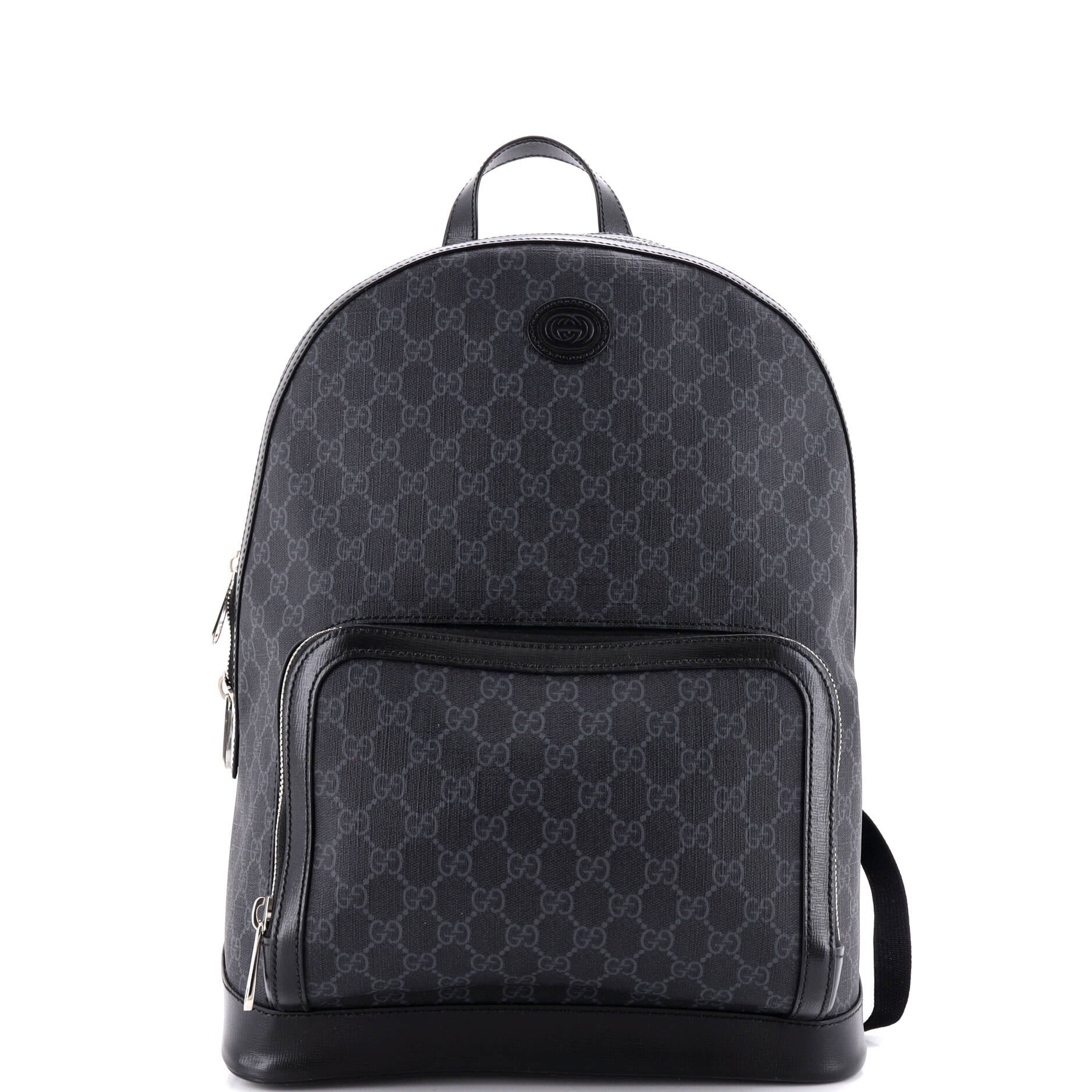 Interlocking G Patch Zip Backpack GG Coated Canvas Medium