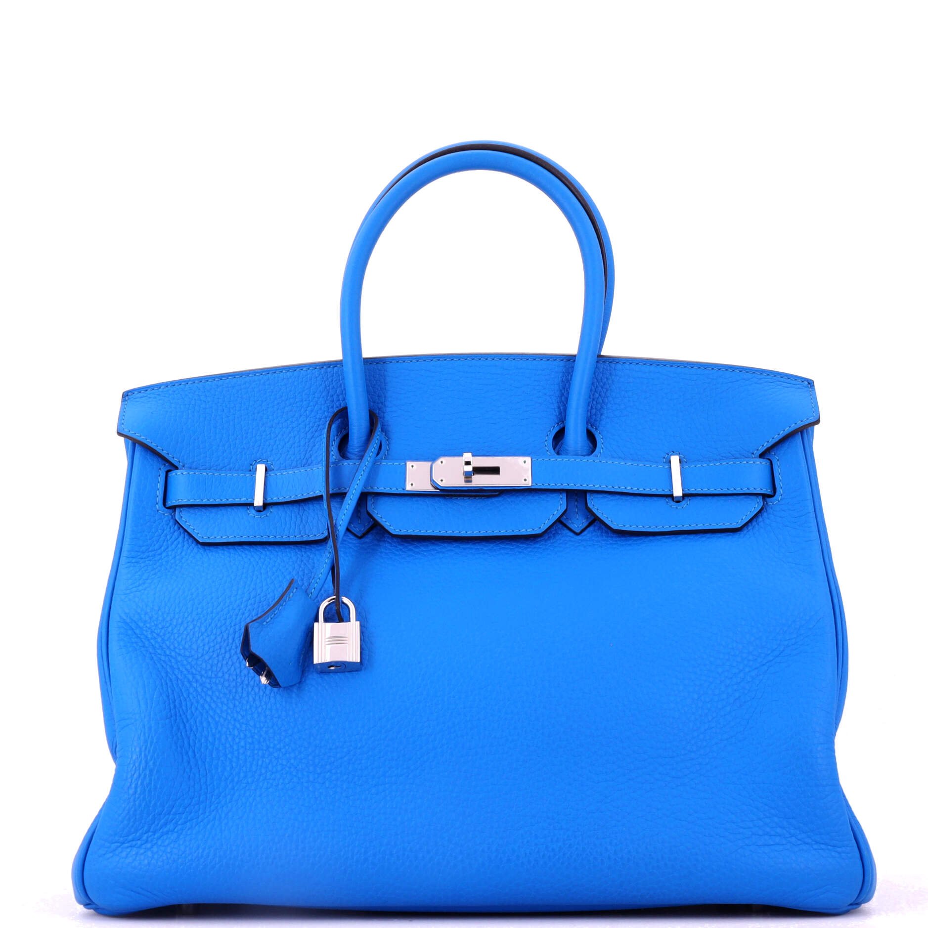 Birkin Handbag Bleu Hydra Clemence with Palladium Hardware 35