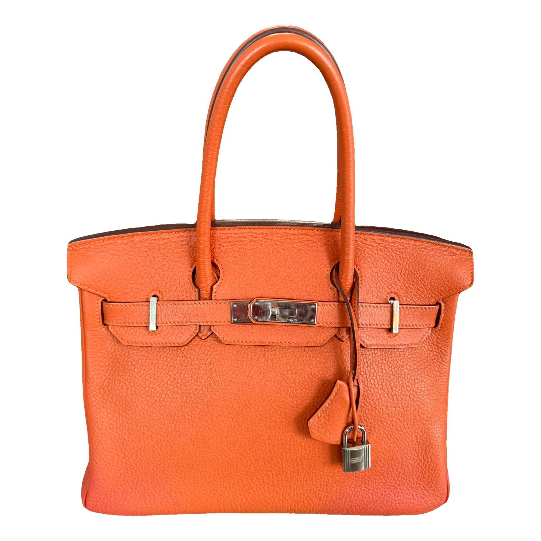 Hermes Birkin 30 Handbag Orange Togo Leather 2011