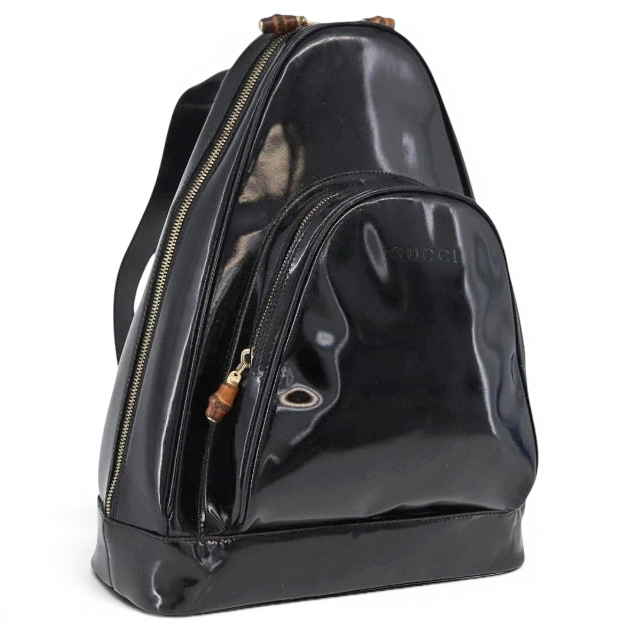 Patent leather backpack
