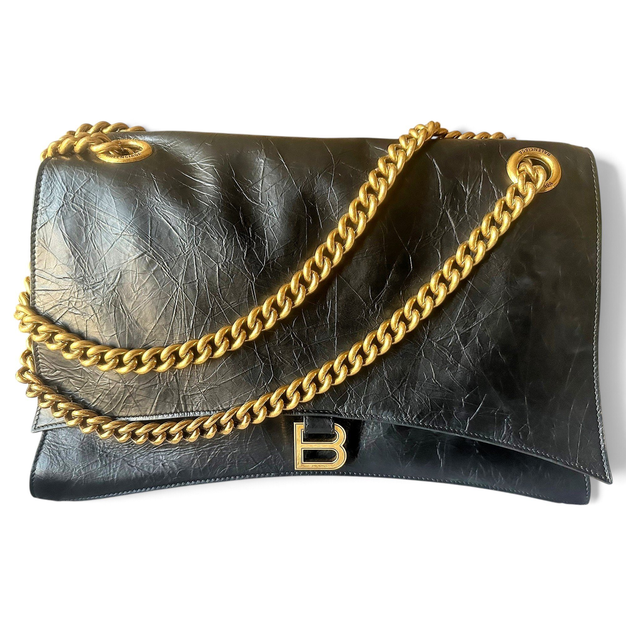 Crush leather handbag