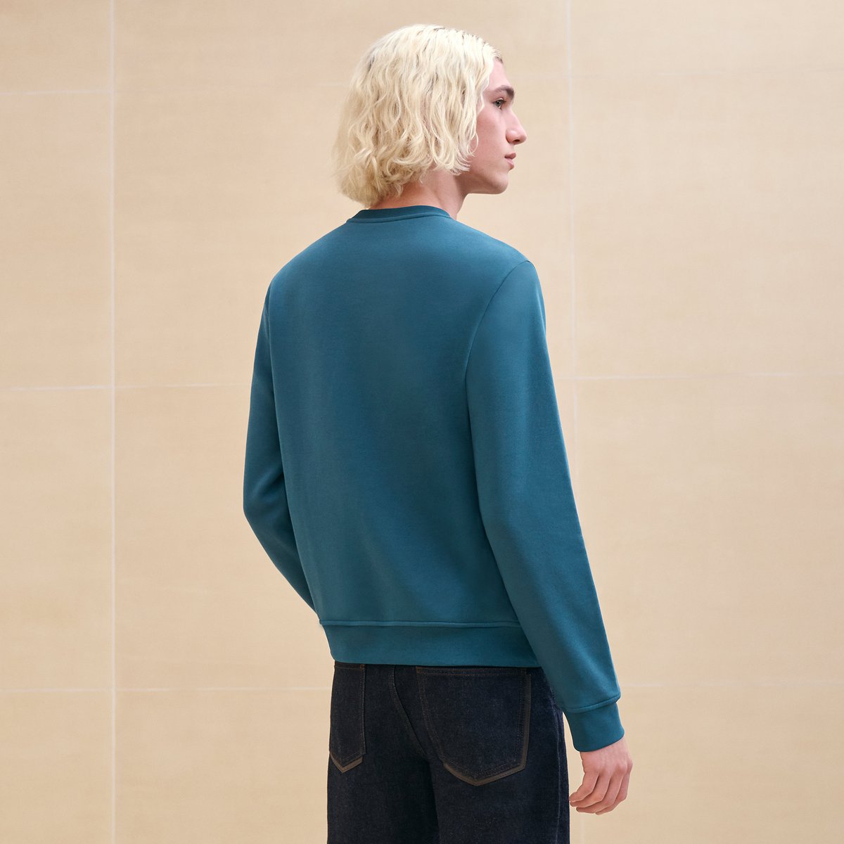 Pétrole "Metallerie Au Carre" Crewneck Sweater With Leather Detail