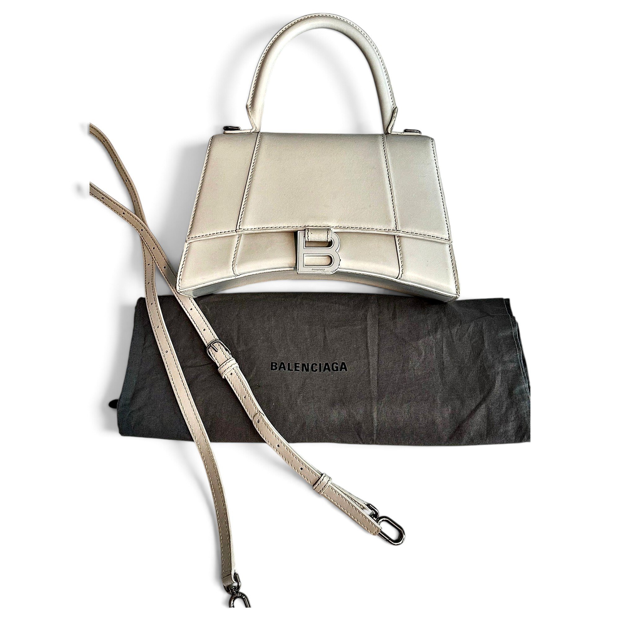 Hourglass leather handbag