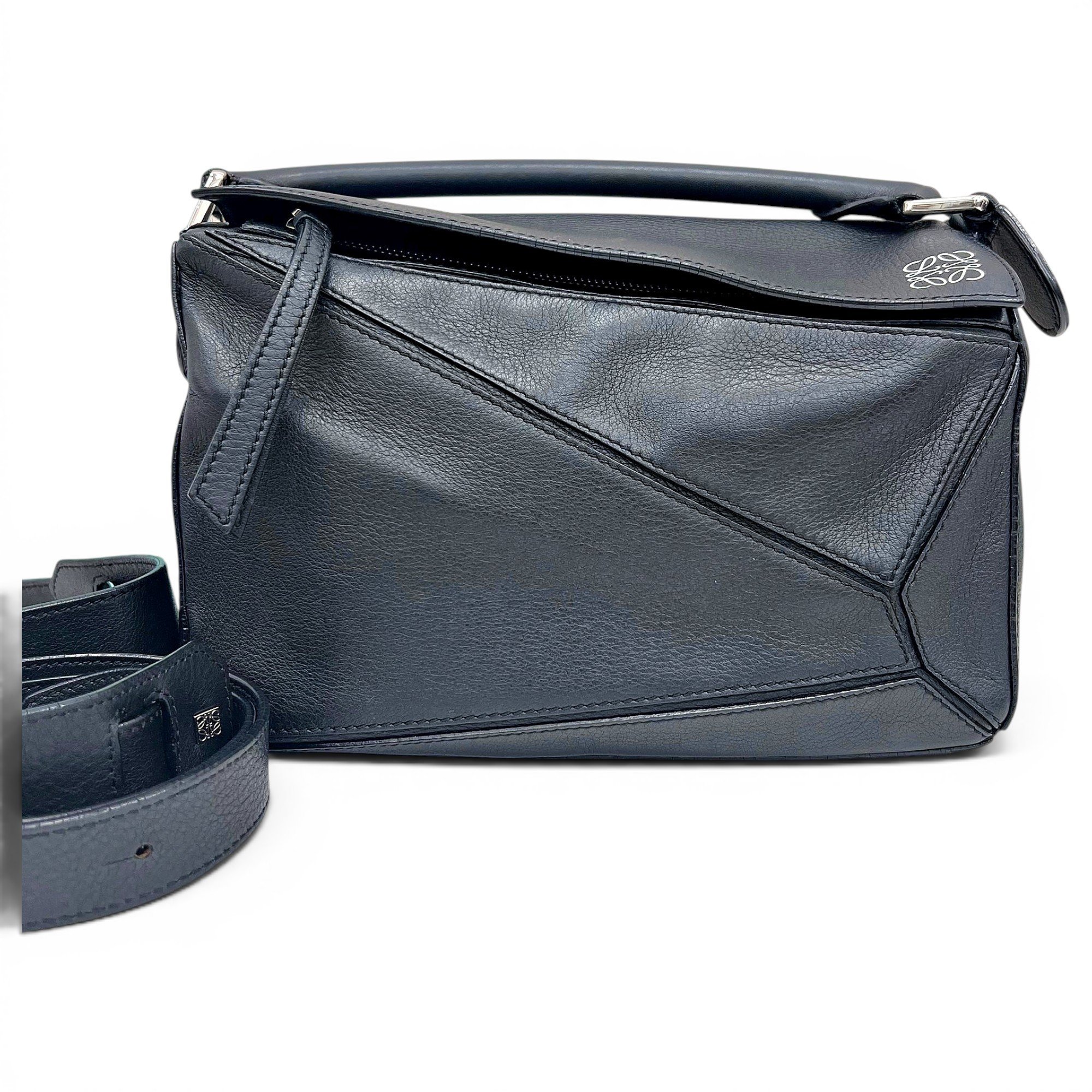 Puzzle leather handbag
