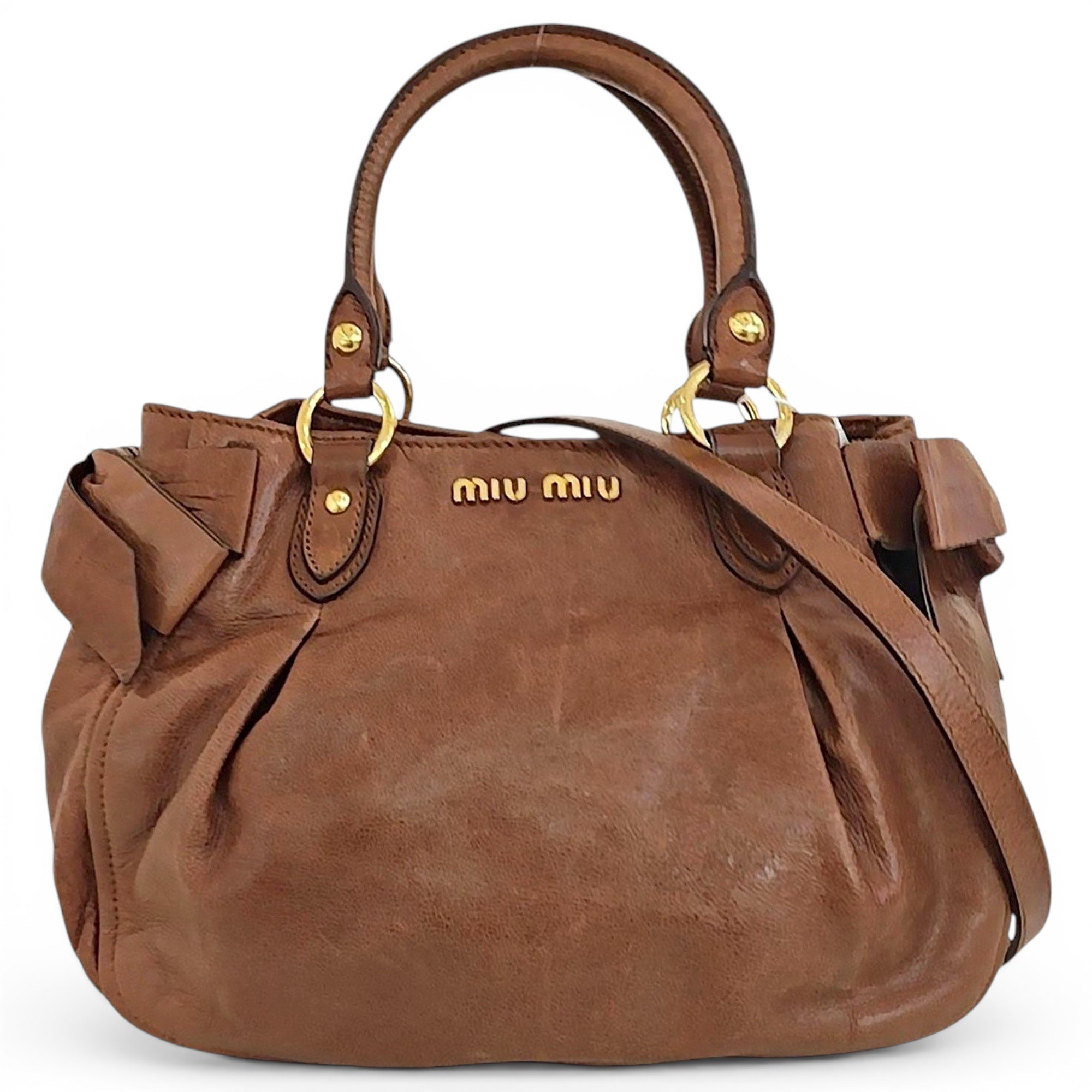 Bow bag leather handbag
