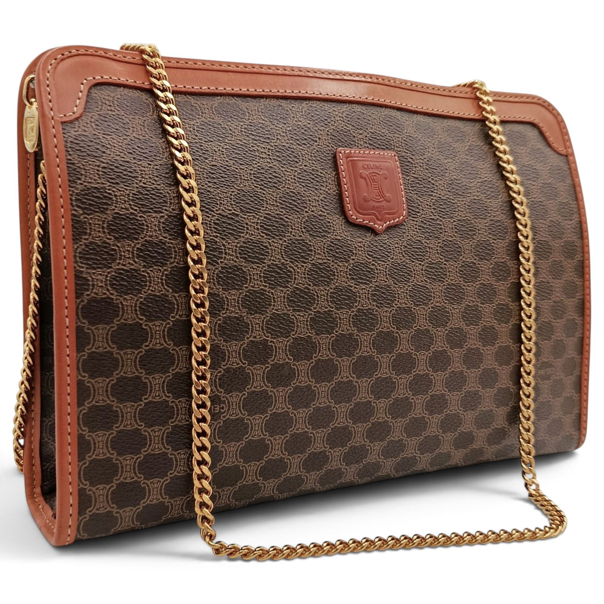 Triomphe chain cloth crossbody bag