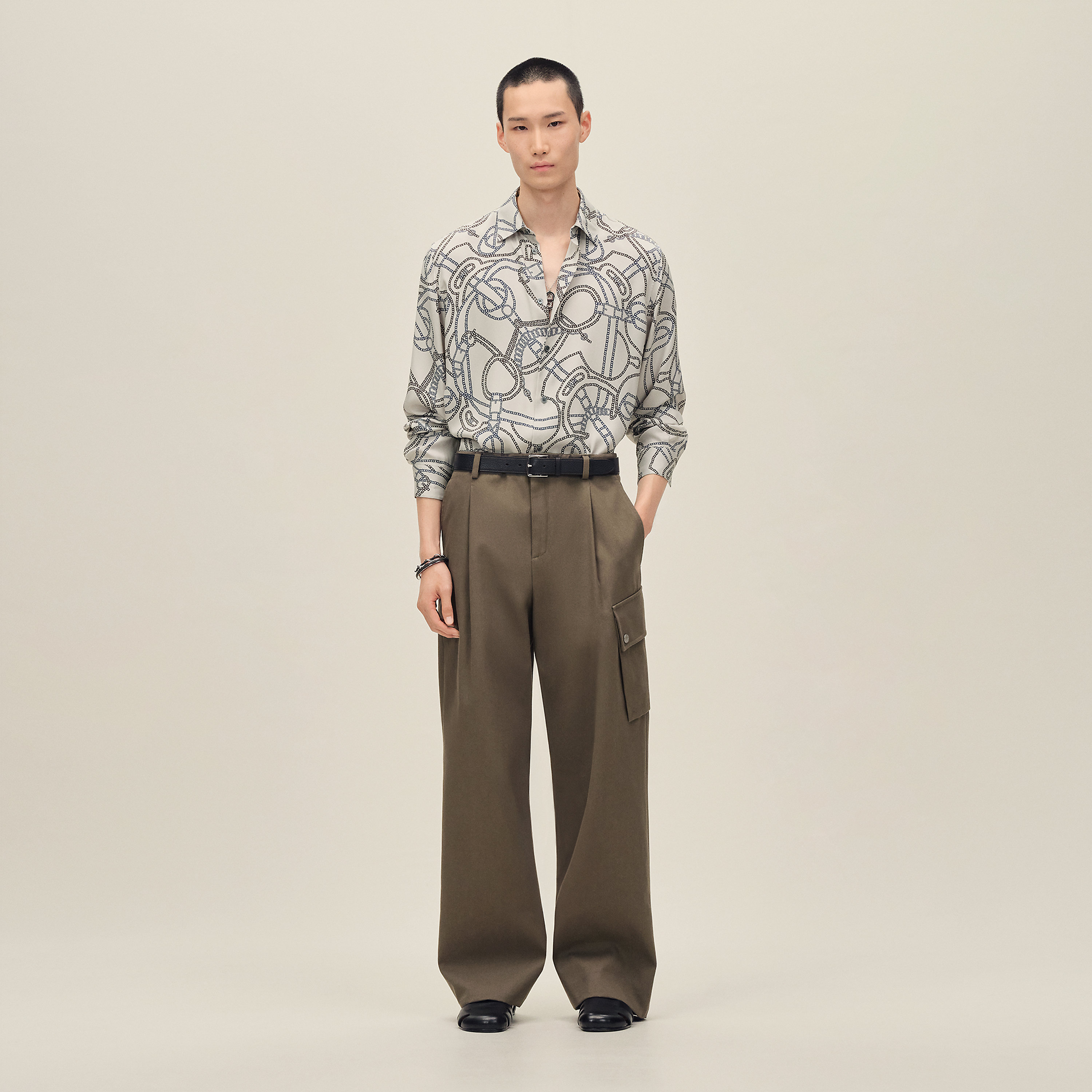 "Eperon d'Or Quadrilignes" straight cut shirt