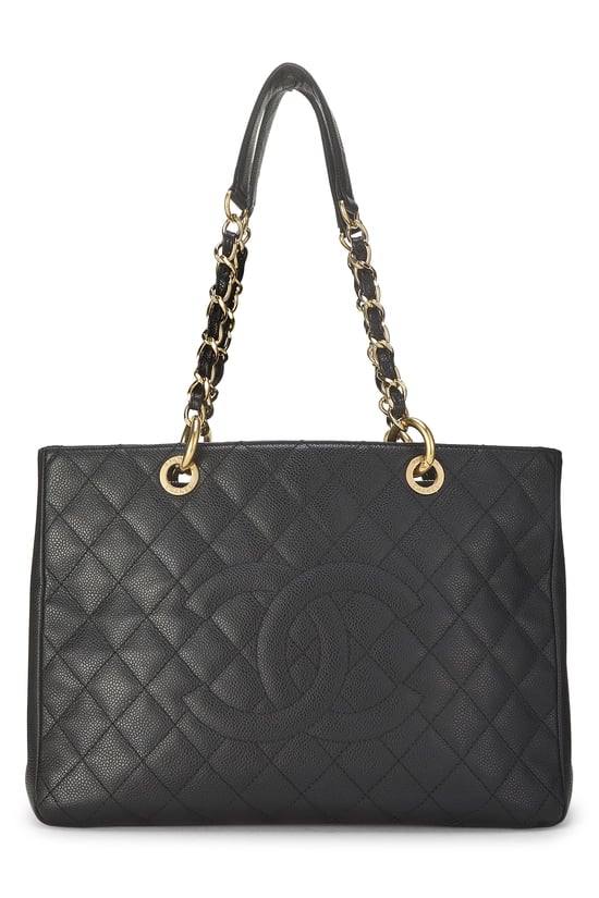 Black Quilted Caviar Grand Shopping Tote (GST)