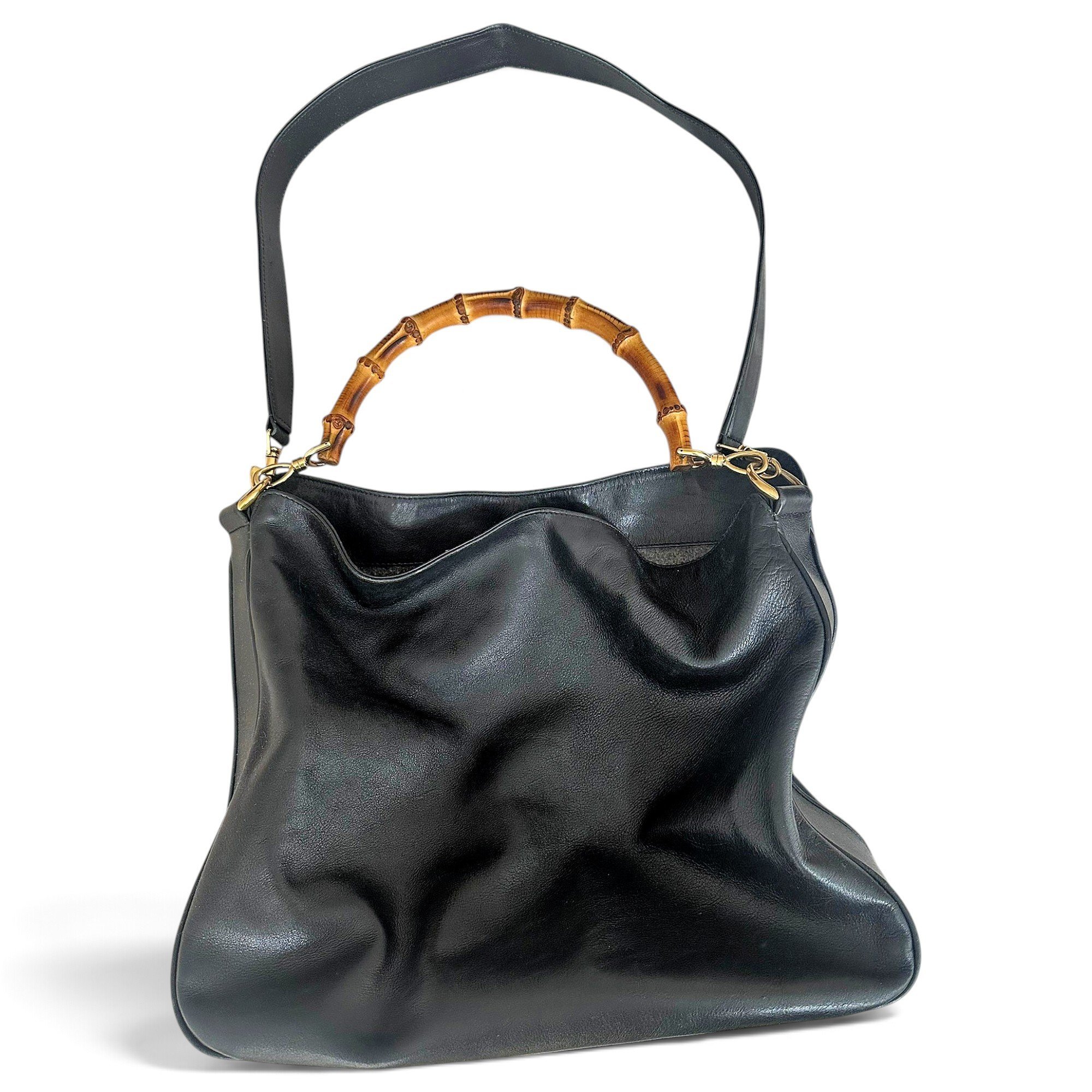 Bamboo Top Handle leather handbag