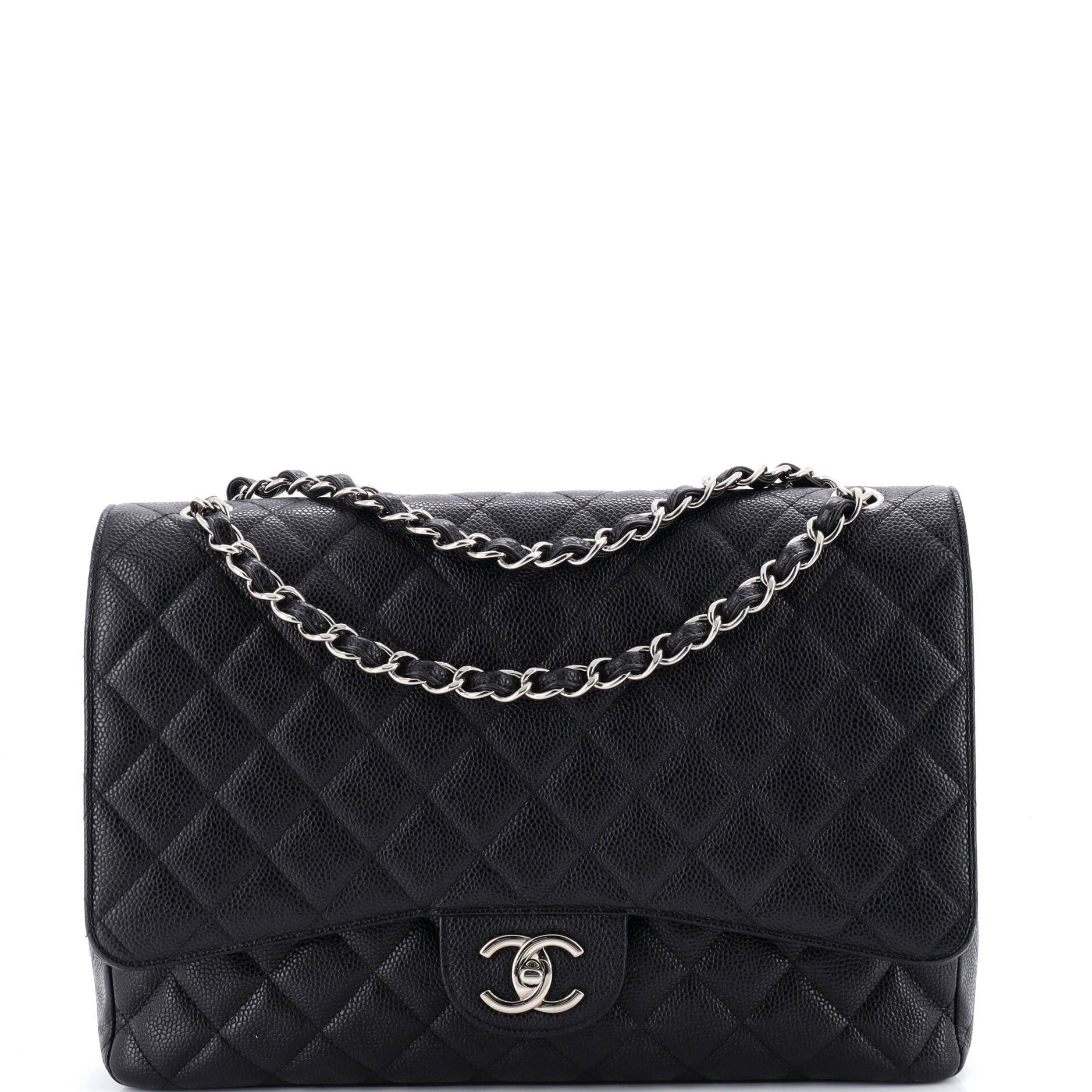 Chanel Classic Double Flap Bag Quilted Caviar Maxi