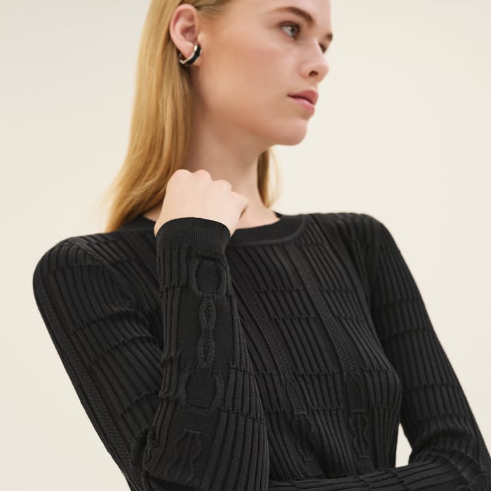 Noir "Coaching" Long-sleeve Sweater