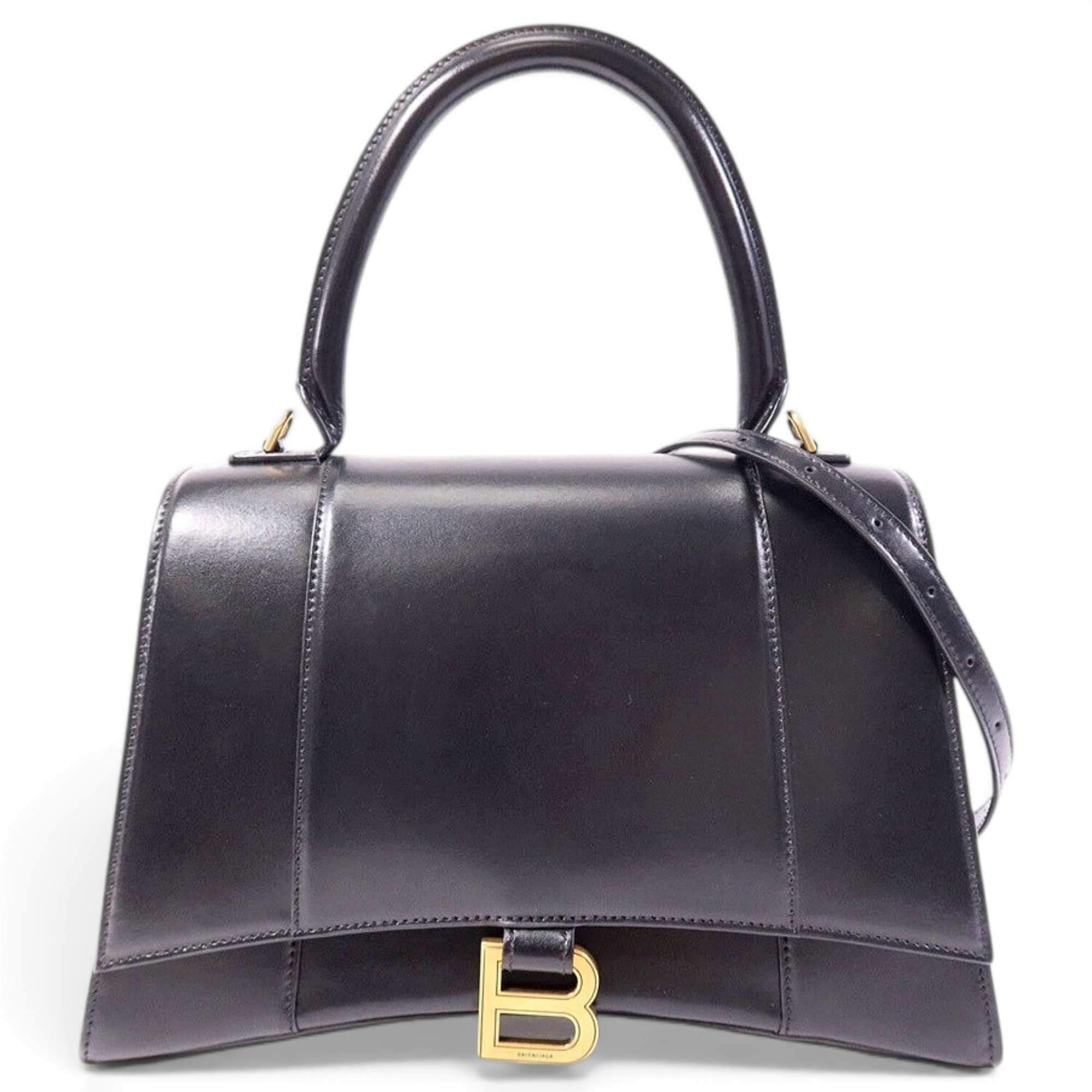 Hourglass leather handbag