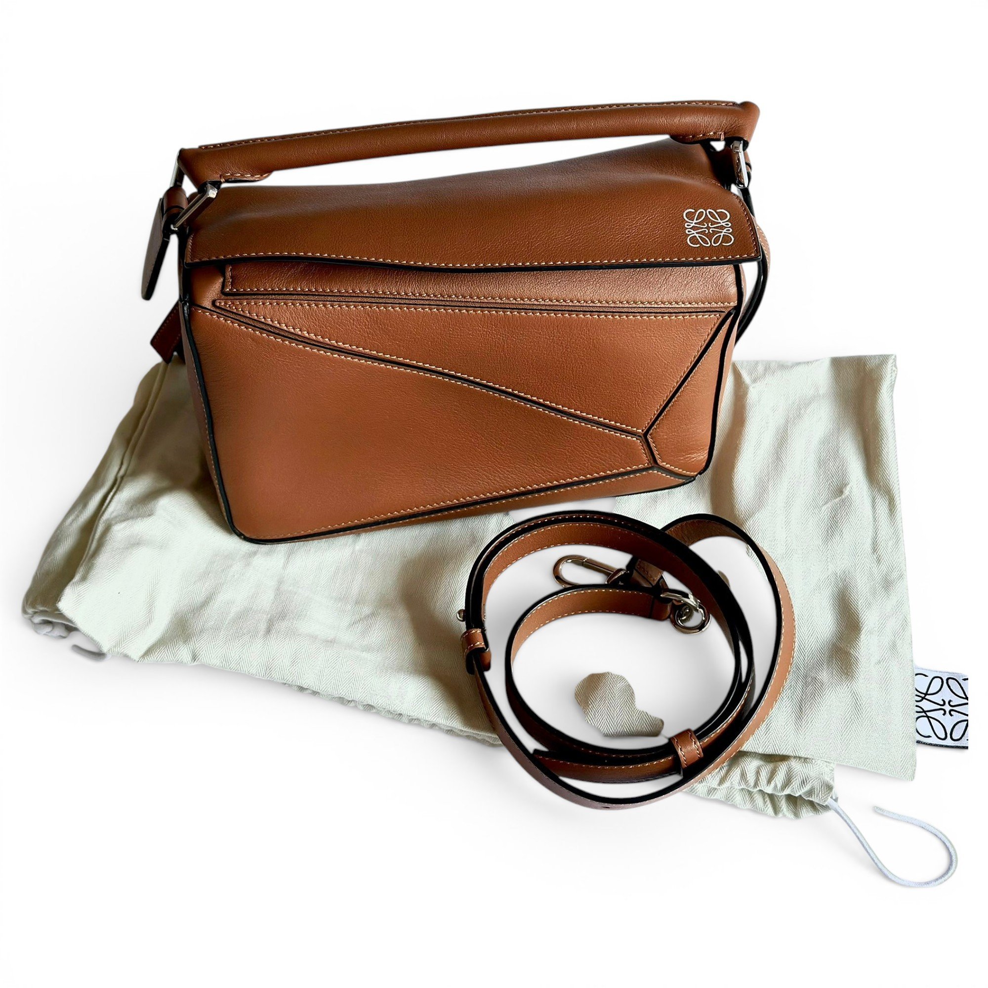 Puzzle leather handbag