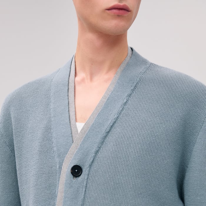 Bleu Glacier "Lin Et l'Autre" Buttoned Cardigan