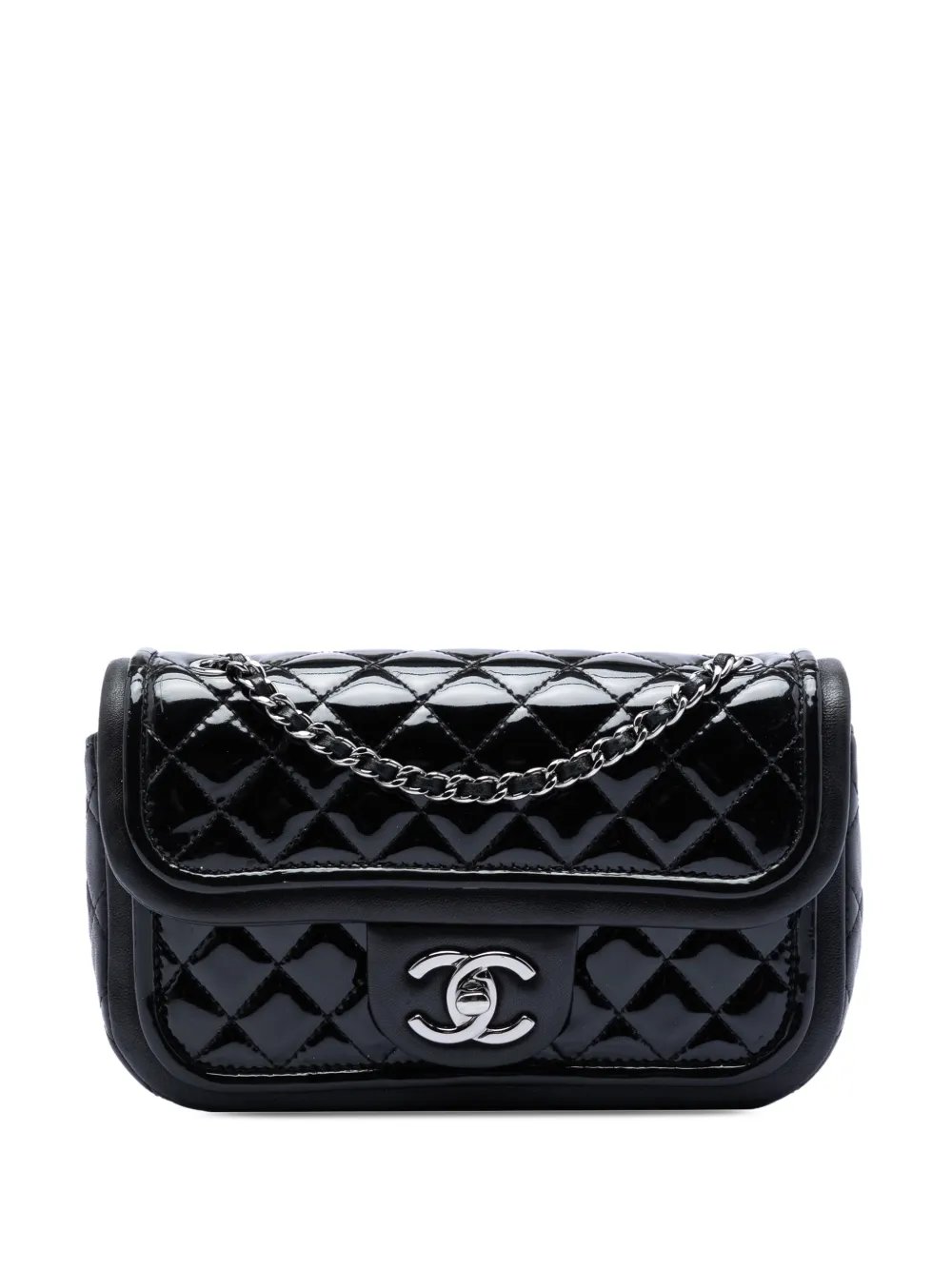 2013-2014 Small Quilted Patent and Lambskin Trimmed Classic Twist Flap shoulder bag