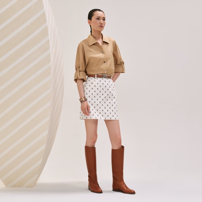 Marron Fauve "Chaine d'Ancre" Denim Miniskirt