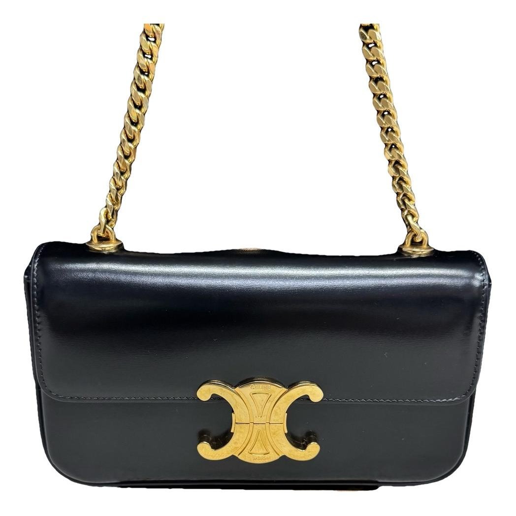 Triomphe chain leather handbag